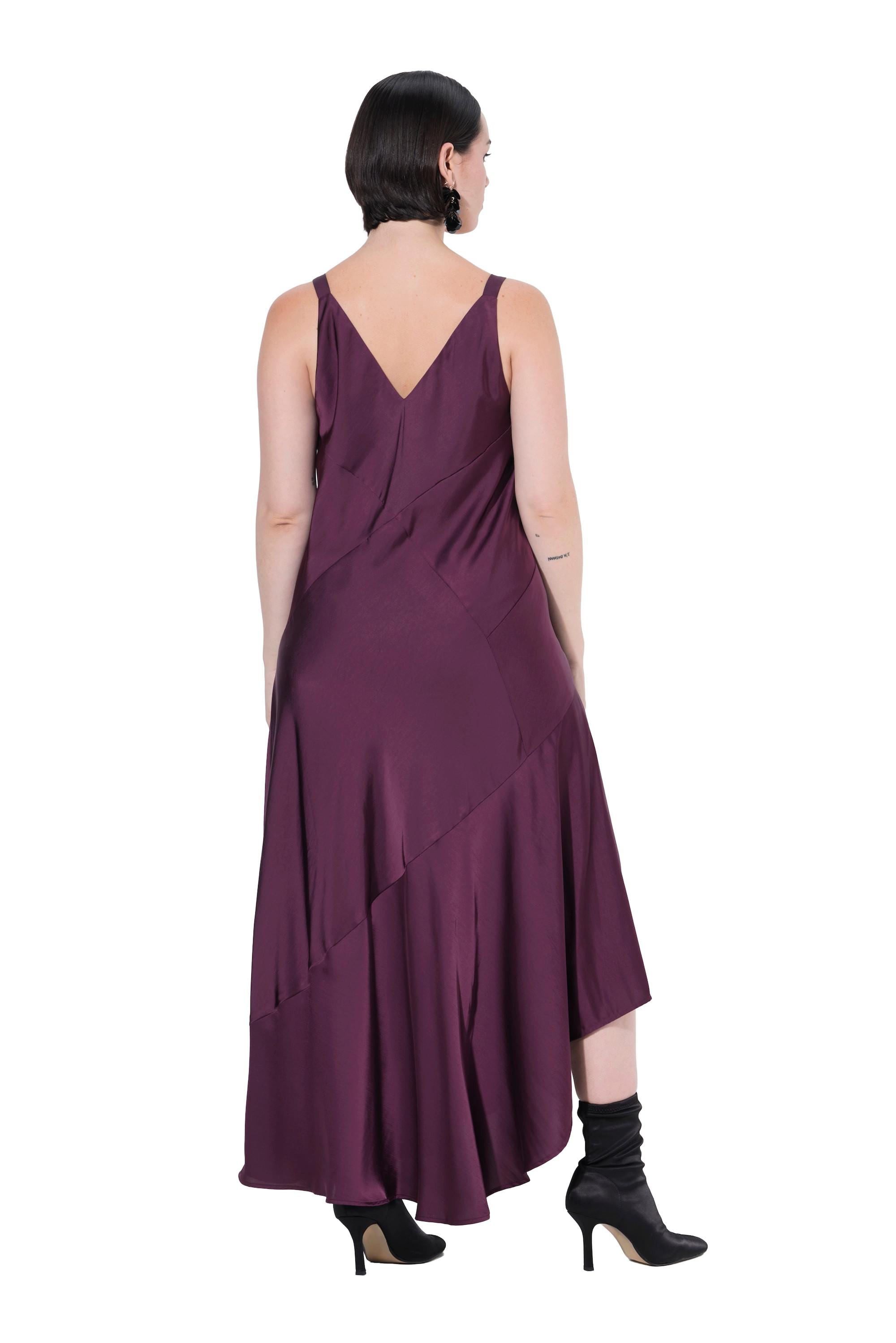 Ulla Popken Satin Maxikleid A-Linie V-Ausschnitt Ärmellos  