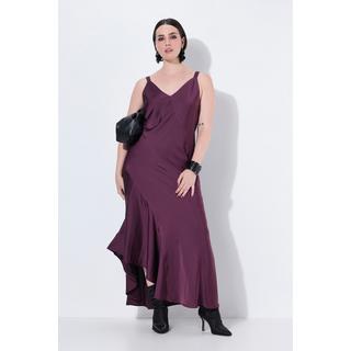 Ulla Popken Satin Maxikleid A-Linie V-Ausschnitt Ärmellos  