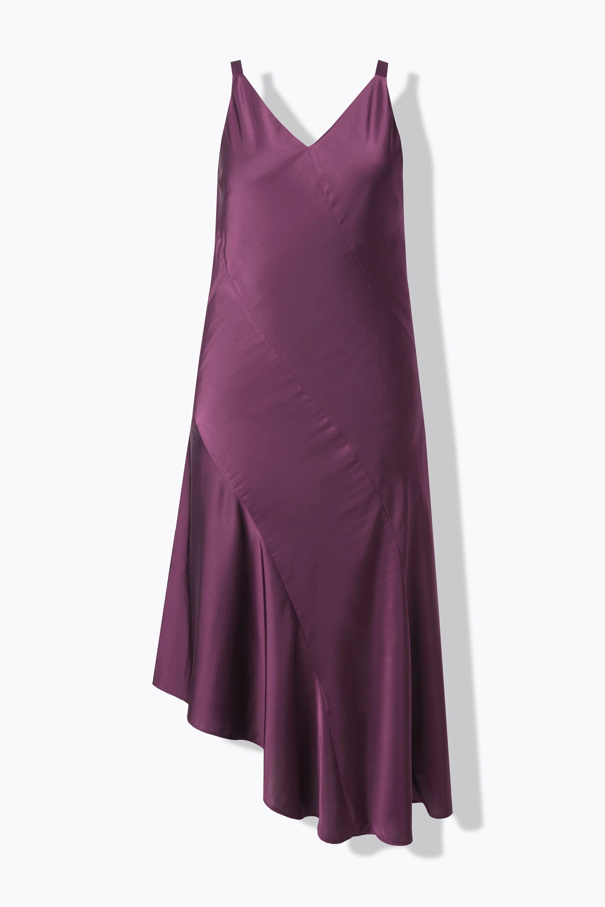 Ulla Popken Satin Maxikleid A-Linie V-Ausschnitt Ärmellos  