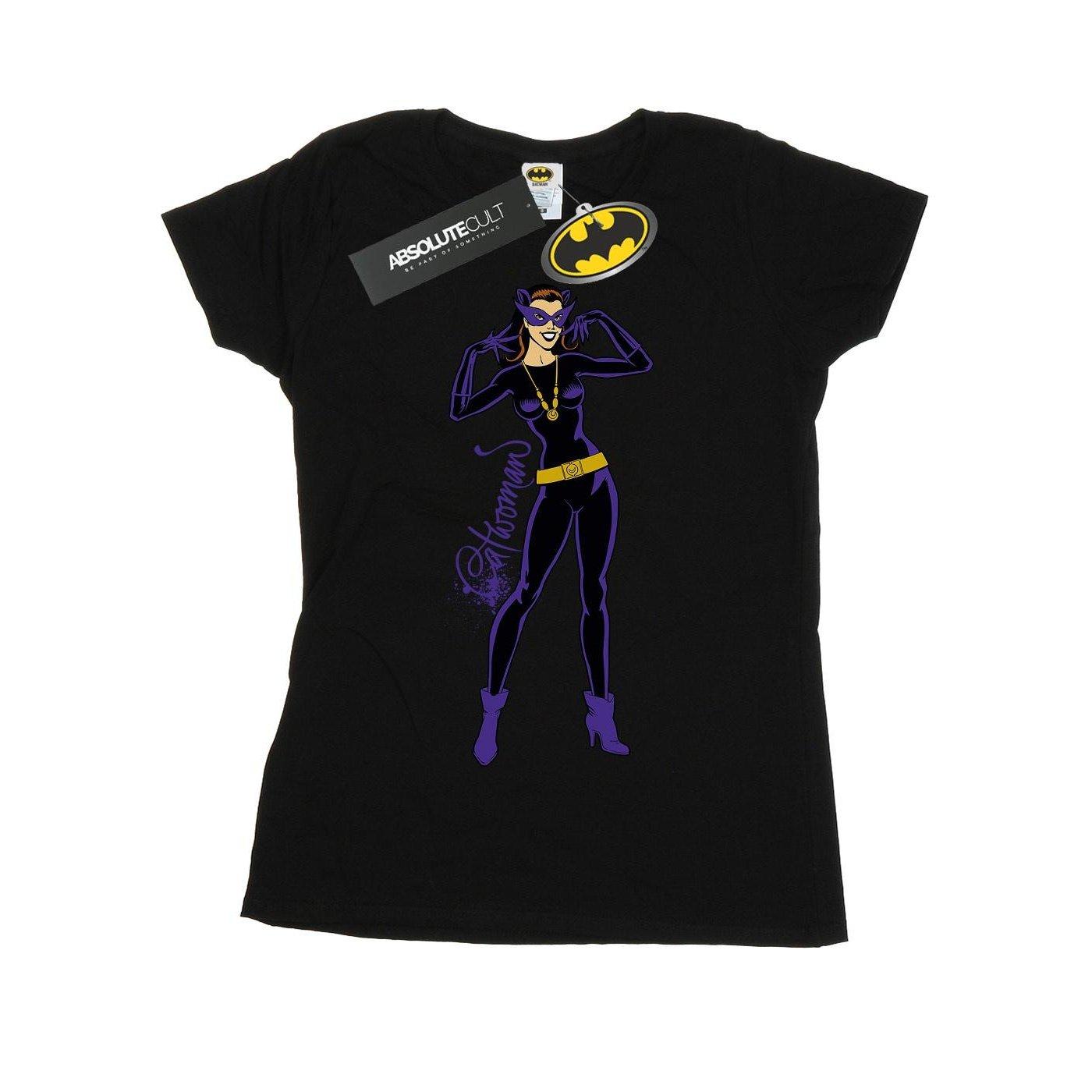 Image of Catwoman Happy Pose Tshirt Damen Schwarz XL