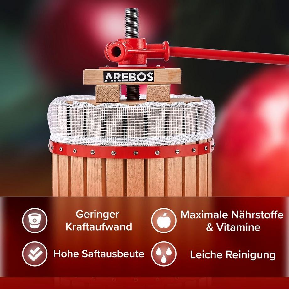 Arebos  Obstpresse 30L Maischepresse Weinpresse Apfelpresse Fruchtpresse 