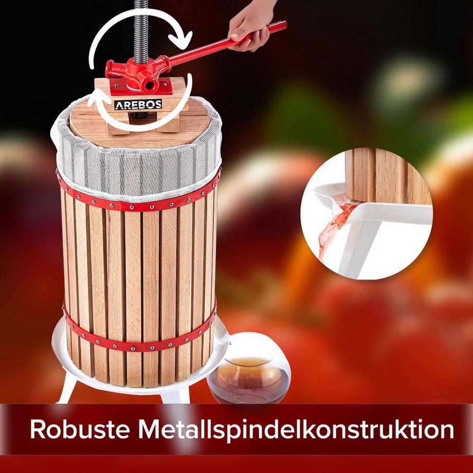 Arebos  Obstpresse 30L Maischepresse Weinpresse Apfelpresse Fruchtpresse 