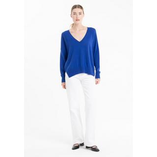 Studio Cashmere8  NAMI 23 Pull col V avec bande couleur - 100% cachemire 