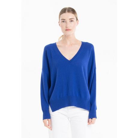 Studio Cashmere8  NAMI 23 Pull col V avec bande couleur - 100% cachemire 