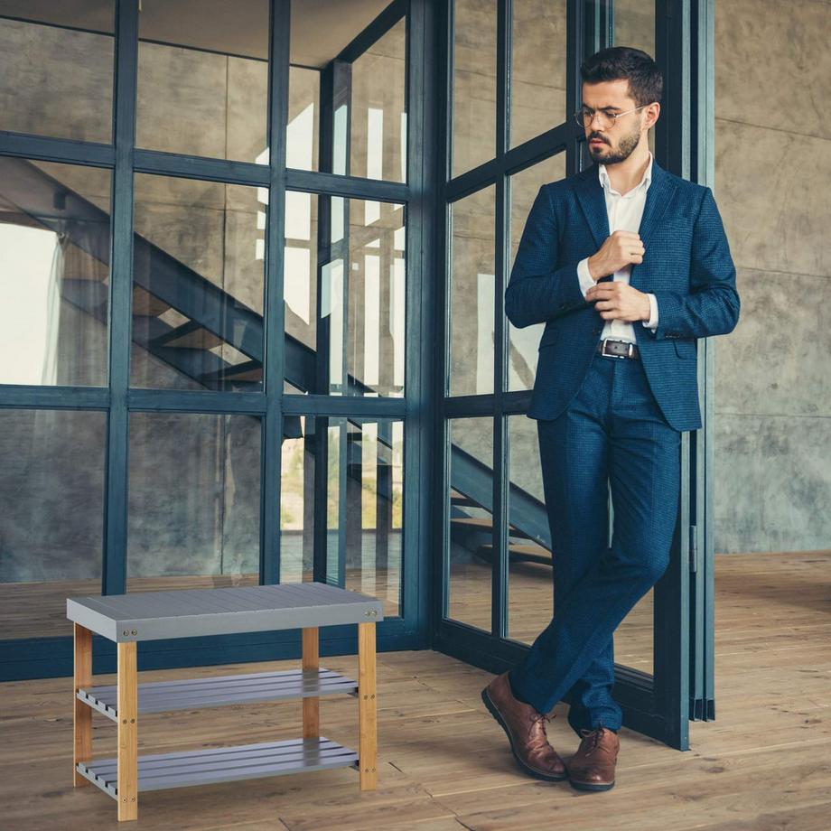 B2X Schuhbank in Bambusgrau  