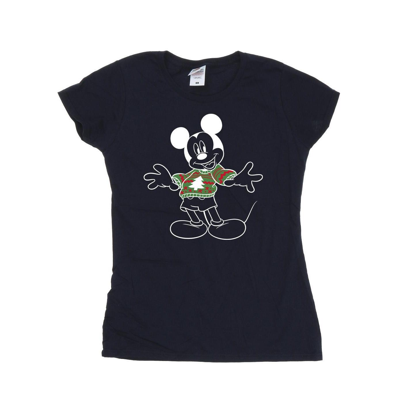Image of Mickey Mouse Xmas Jumper Tshirt Damen Marine L