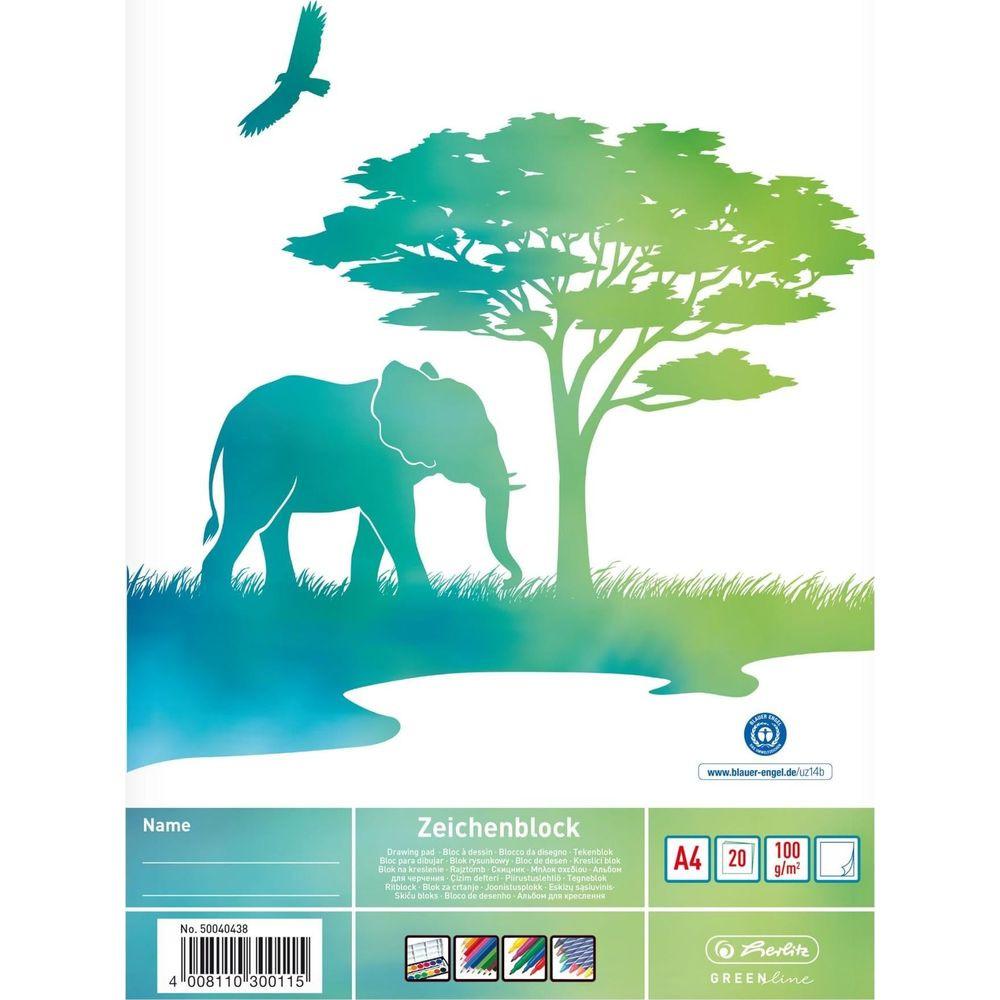 Image of Zeichenblock A4 GREENline Elefant 20 Blatt Weiss