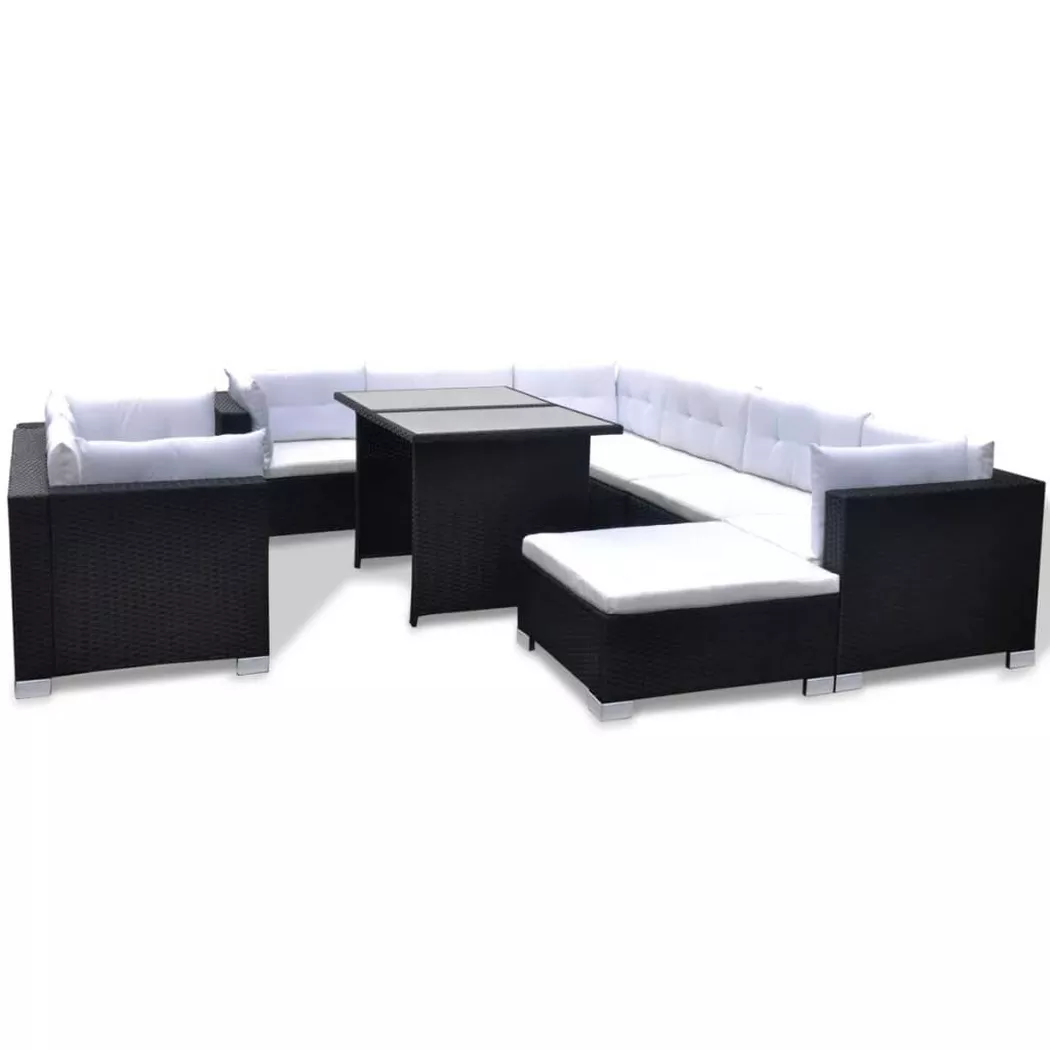 VidaXL - Esstisch und stühle poly-rattan, One Size, Schwarz