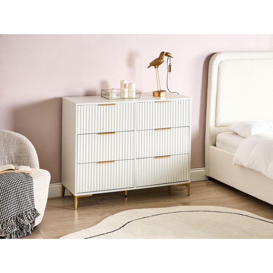 Beliani Commode à 6 tiroirs en MDF Minimaliste WALCOTT  