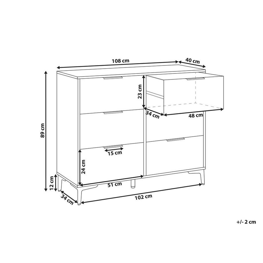 Beliani Commode à 6 tiroirs en MDF Minimaliste WALCOTT  
