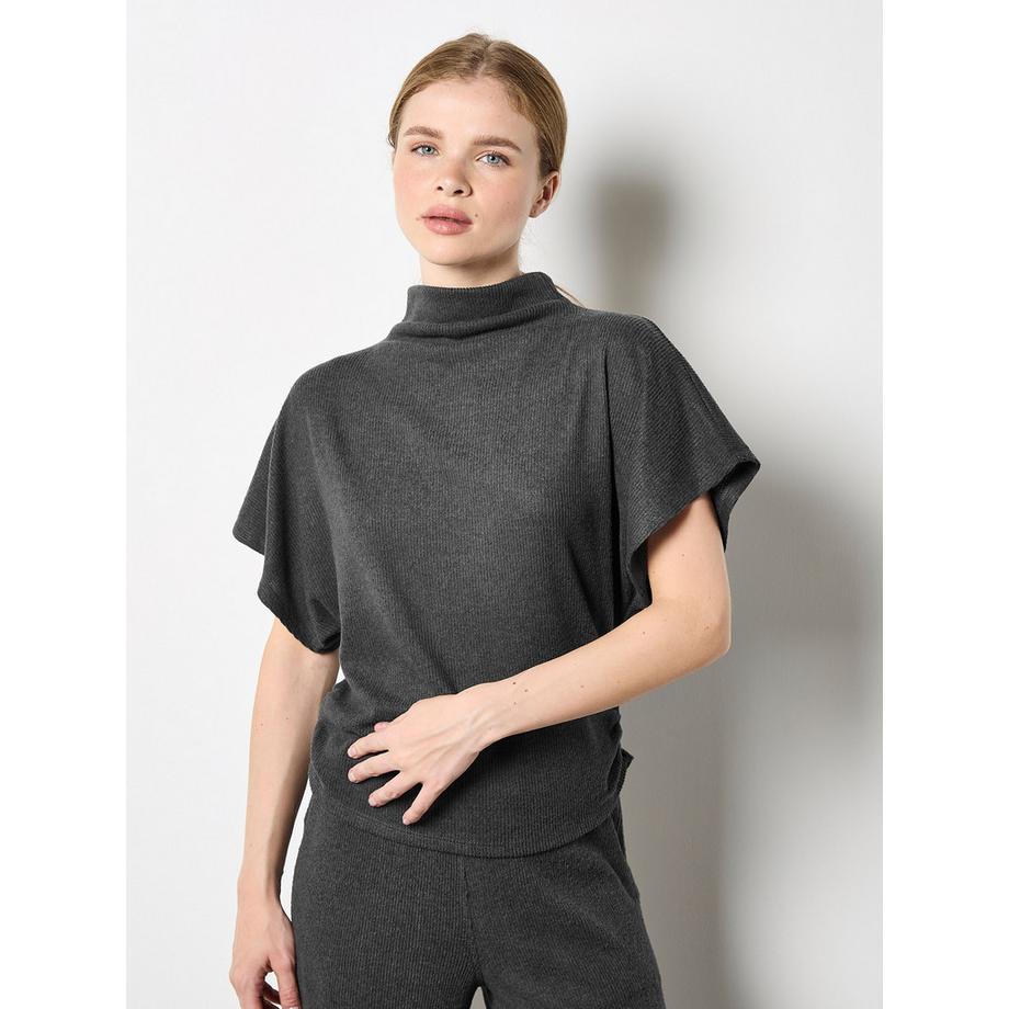 APRICOT Top in maglia morbida con lato arricciato  