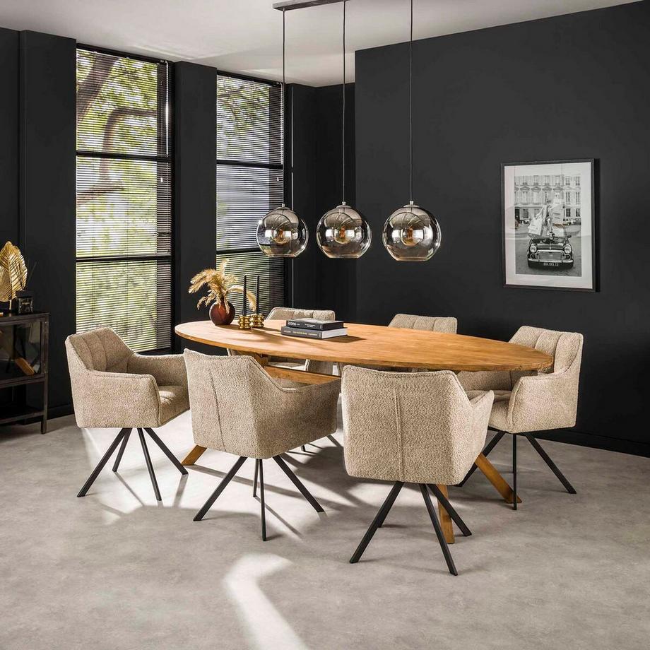 mutoni Drehstuhl Grid Bouclé sand  