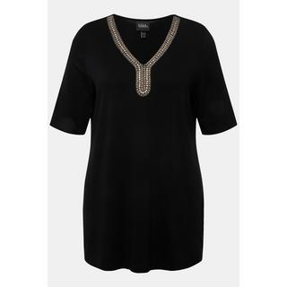 Ulla Popken  Shirt-Tunika, Perlen, A-Linie, Tunika-Ausschnitt, Halbarm 