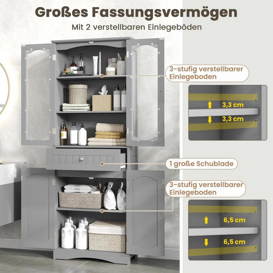 Northix Mobiletto da bagno con ante in vetro  