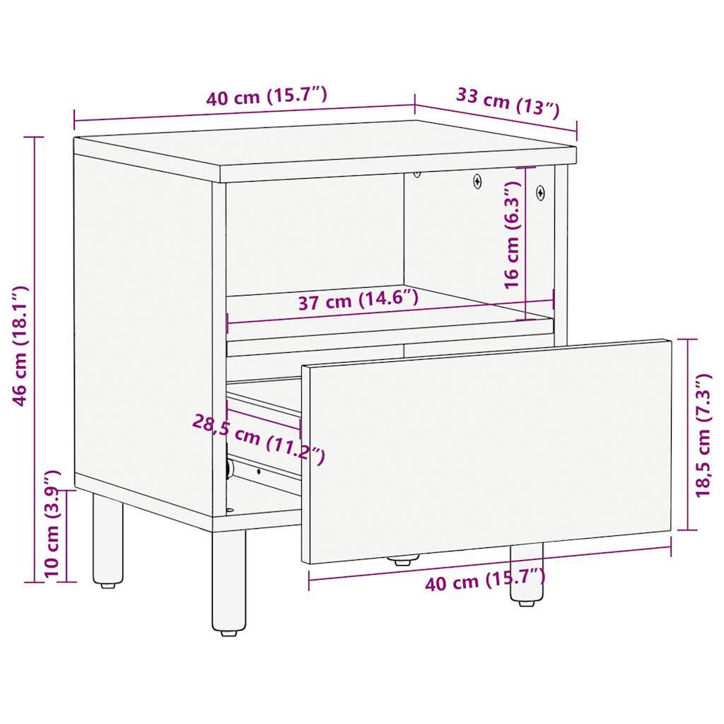 VidaXL Table de chevet bois de mangue  