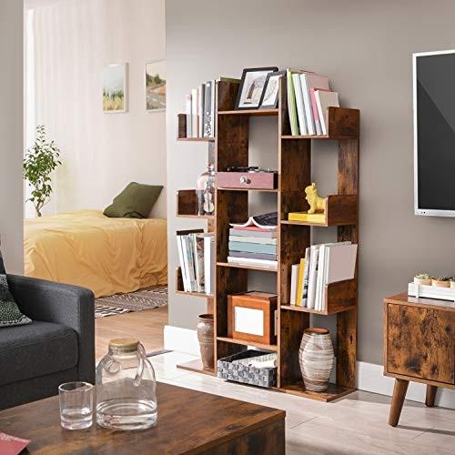Pricenet Bibliothèque en forme d'arbre avec 13 compartiments, marron rustique  
