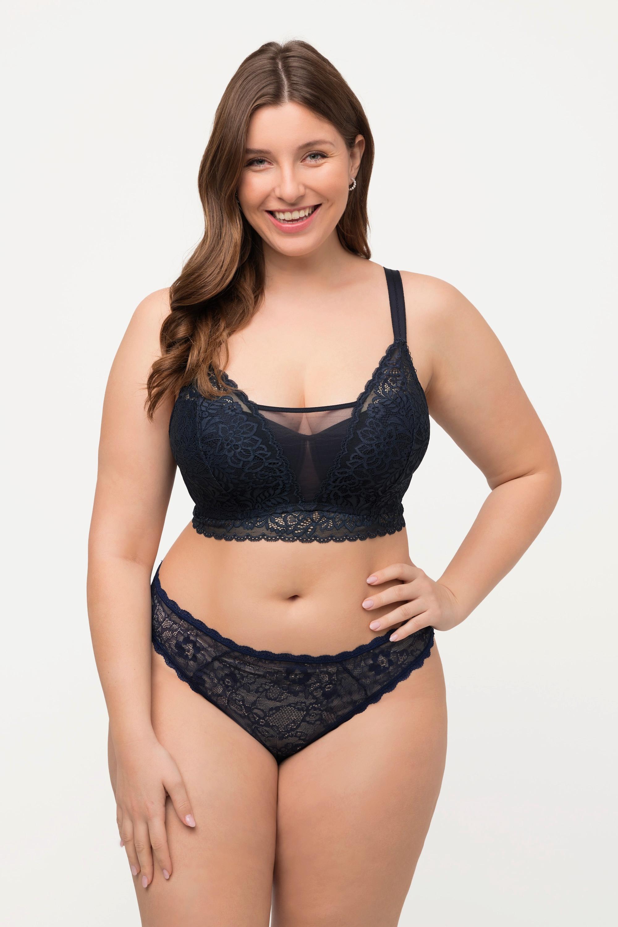 Ulla Popken  Bralette sans armatures, bonnets souples et dentelle. Bonnet C-D. 