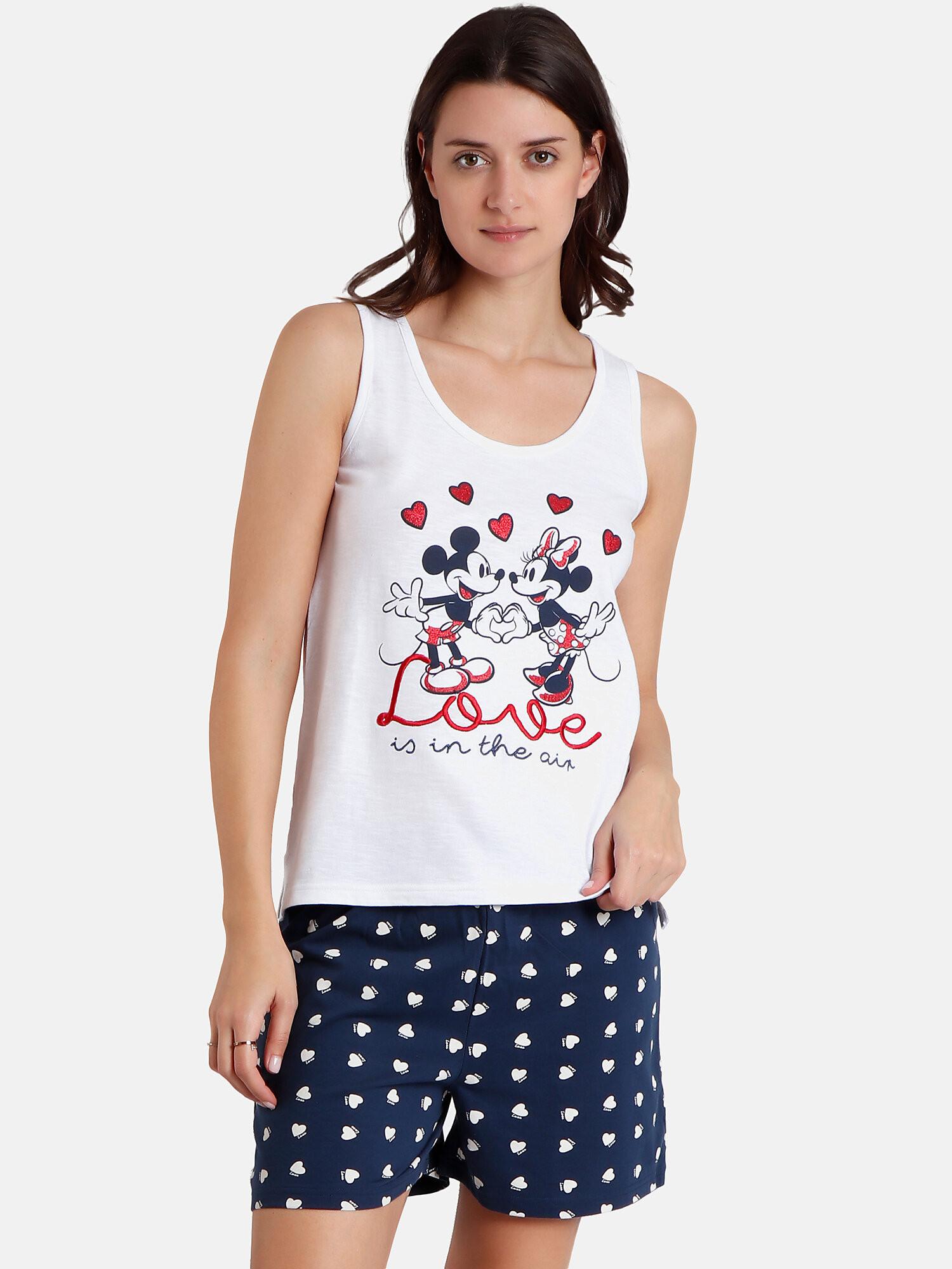 Image of Pyjama Shorts Tank Top Love Is In The Air Disney Unisex Weiss L