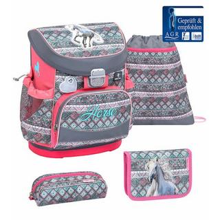 Belmil MINI FIT Schulrucksack 4-teiliges-Set Horse Aruba Blue  