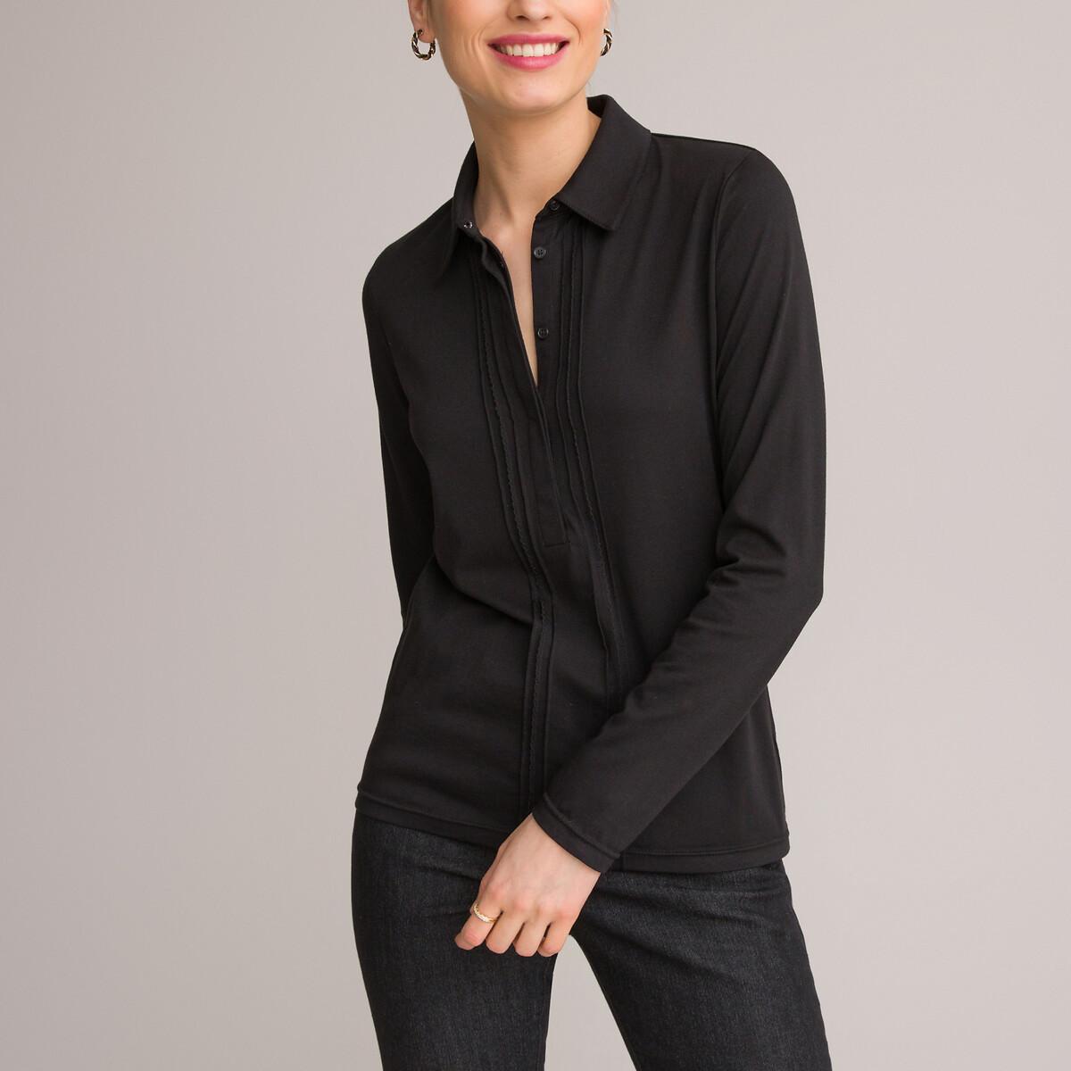 Image of Langärmeliges Poloshirt Damen Schwarz 46