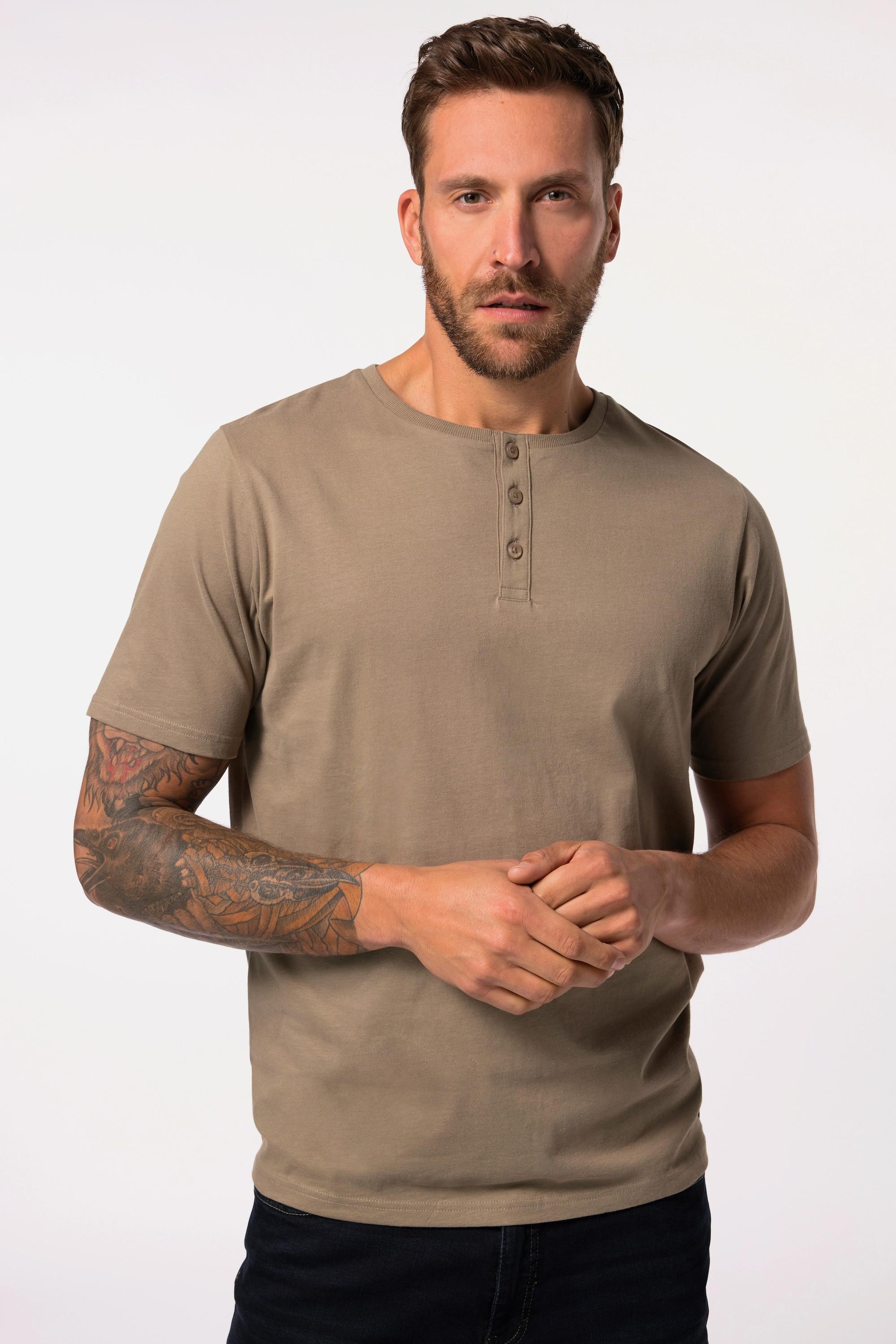 JP1880  T-shirt Henley, collection Basic. Manches courtes et patte de boutonnage 