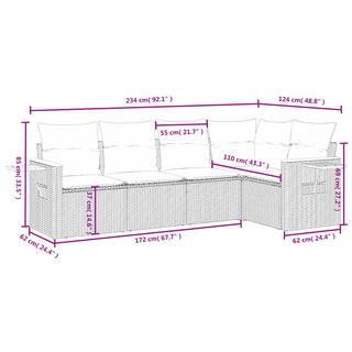 VidaXL Ensemble de canapés de jardin rotin synthétique  