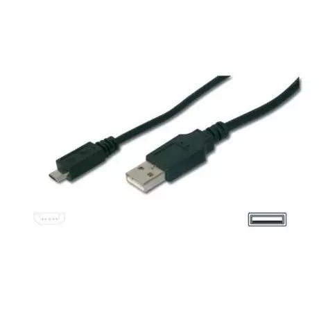 Assmann  Electronic USB 2.0 Anschlusskabel, Typ A - micro B St/St, 3.0m, USB 2.0 konform, sw 