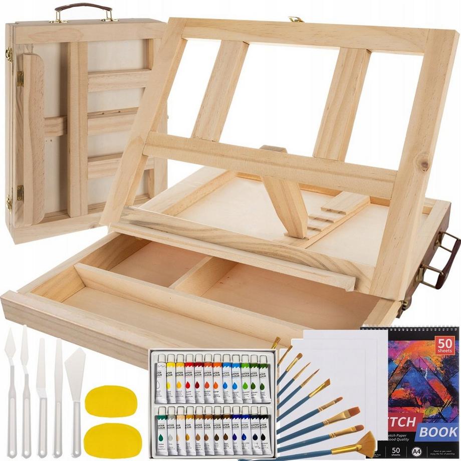 Maaleo  Farbkasten – Staffelei und Aufbewahrung – Holz 