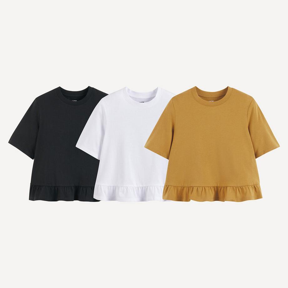 La Redoute Collections  3er-Pack T-Shirts mit Volant 