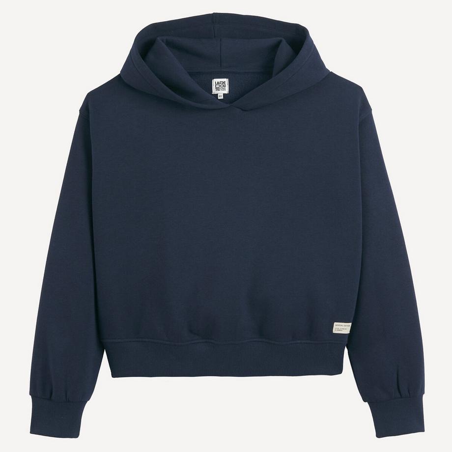 Einfarbiges Kapuzen-Sweatshirt aus Fleece