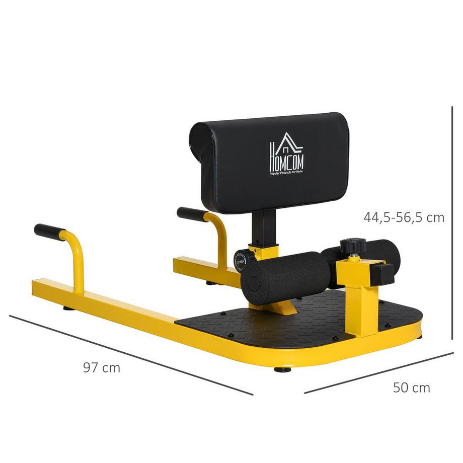 Northio  Sissy Squat Trainer Per Gambe Trainer Per Glutei Addominali Trainer 3 In 1 Regolabile Fino A 120 Kg Acciaio Giallo + Nero 50 X 97 X (44,5-56,5) Cm 