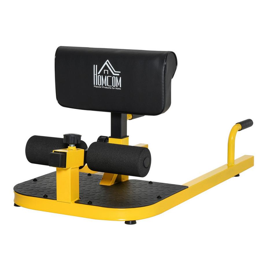 Sissy Squat Trainer Per Gambe Trainer Per Glutei Addominali Trainer 3 In 1 Regolabile Fino A 120 Kg Acciaio Giallo + Nero 50 X 97 X (44,5-56,5) Cm
