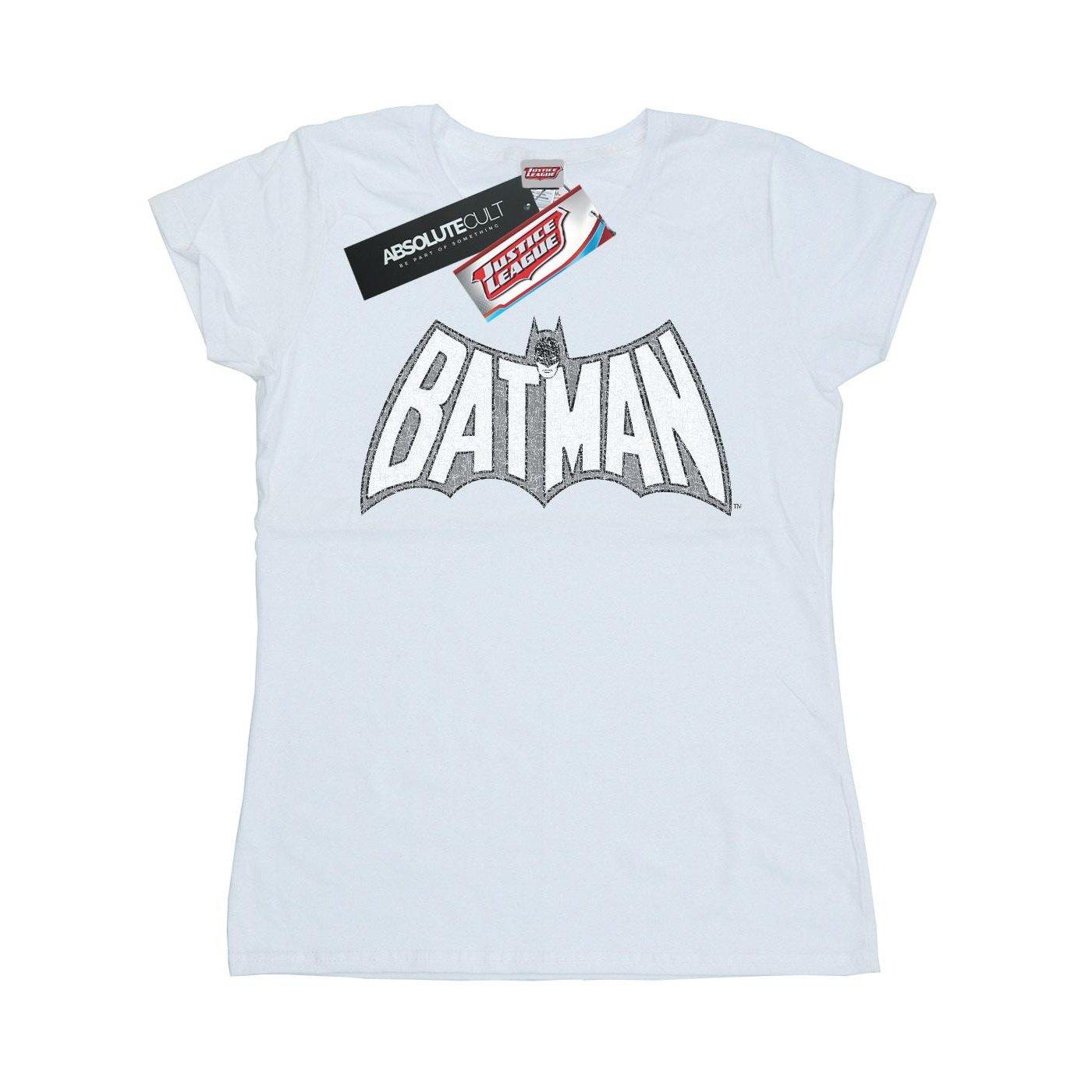 Image of Batman Retro Crackle Logo Tshirt Damen Weiss L