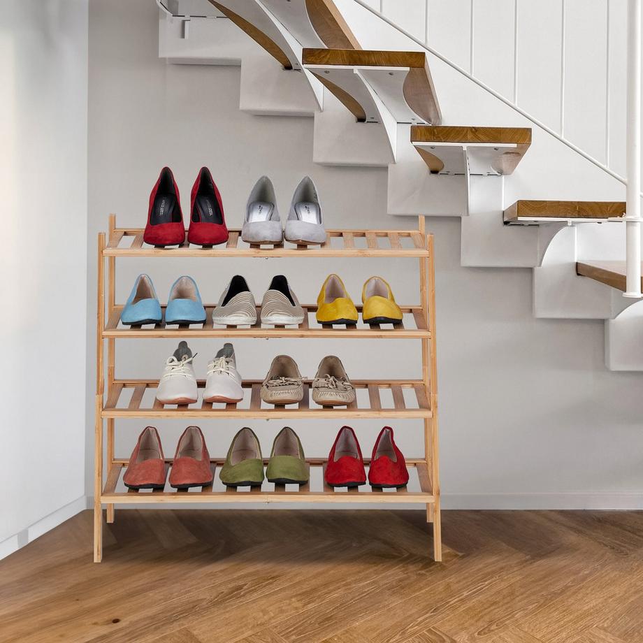 B2X Schuhregal aus Bambus 2 Ebenen stapelbar  