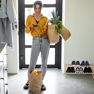 B2X Scarpiera in bambù a 2 livelli impilabile  