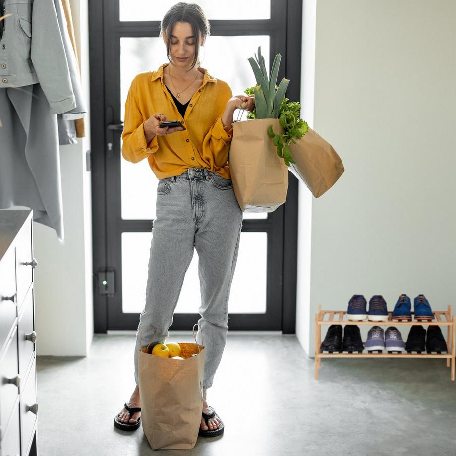 B2X Schuhregal aus Bambus 2 Ebenen stapelbar  