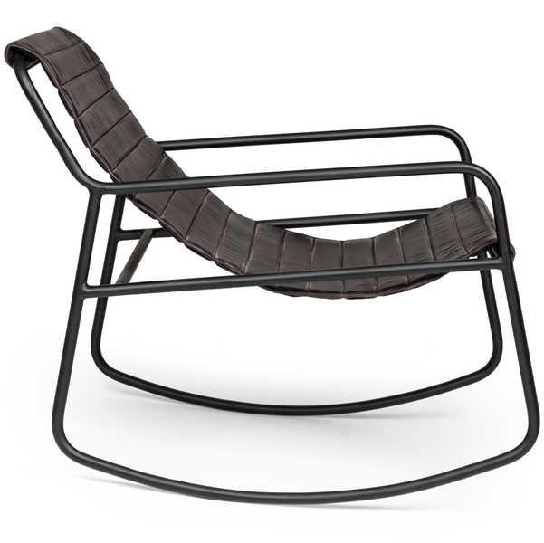 mutoni Rocking chair cuir Karisma noir  