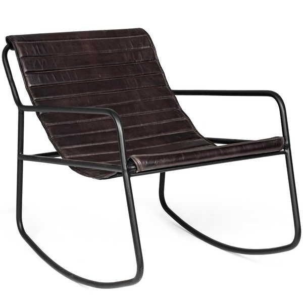 mutoni Rocking chair cuir Karisma noir  