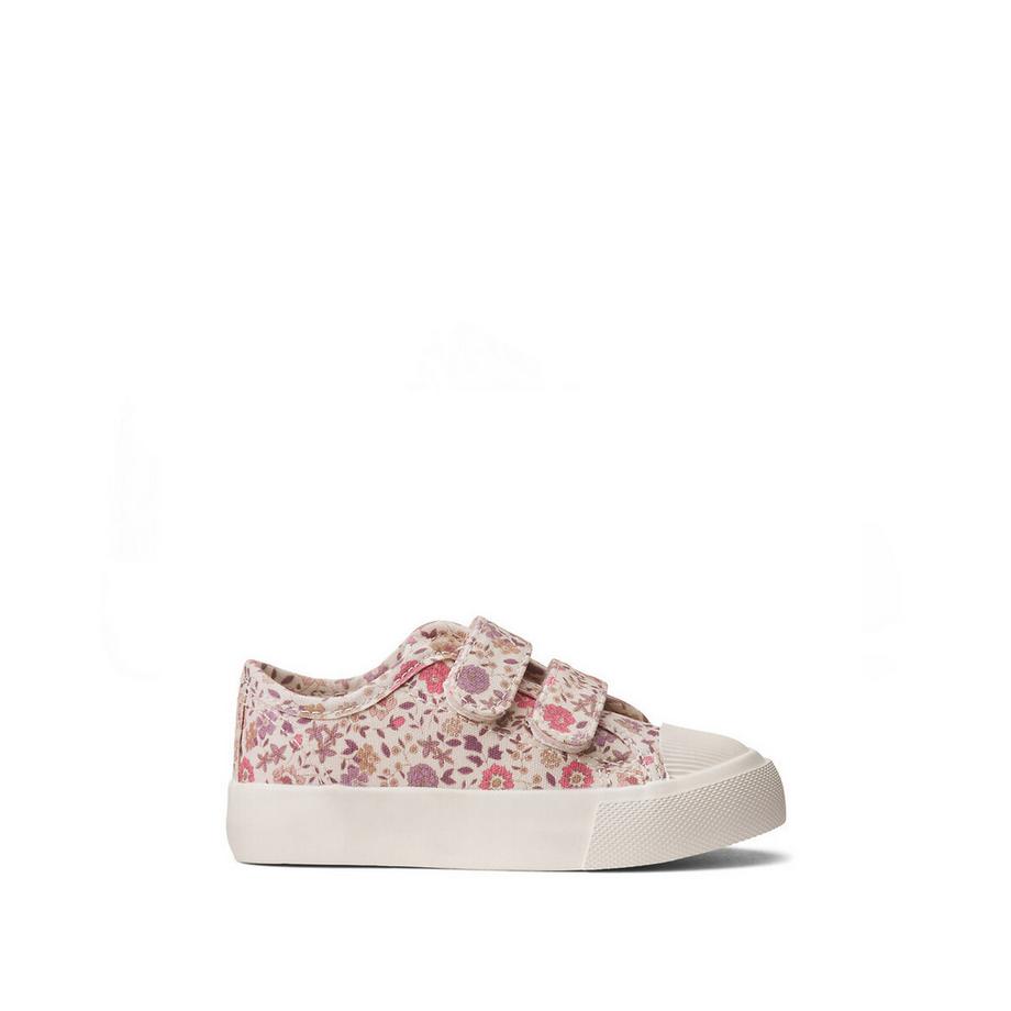 La Redoute Collections Leinen-Sneaker mit Klettverschluss und Blumenmuster  