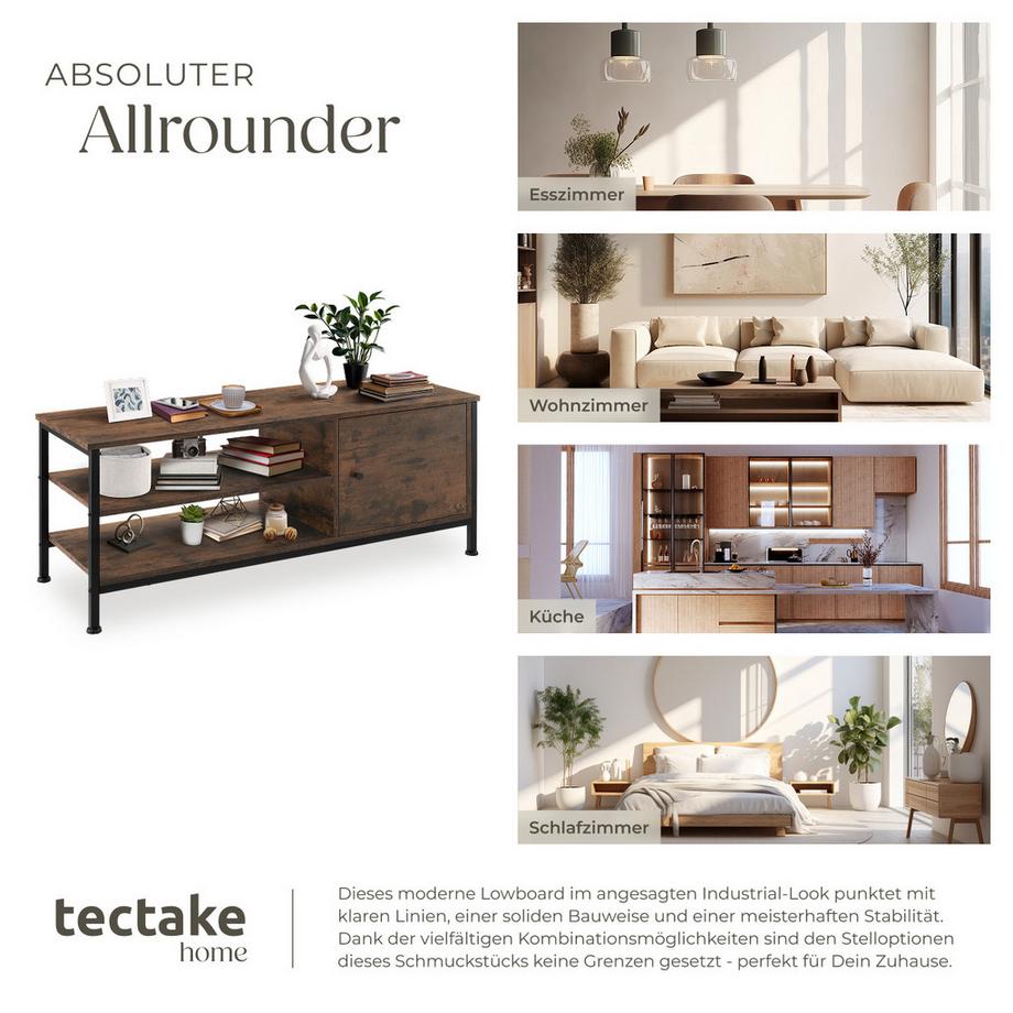 Tectake TV-Regal Durban Industrial Style Holz und Stahl  