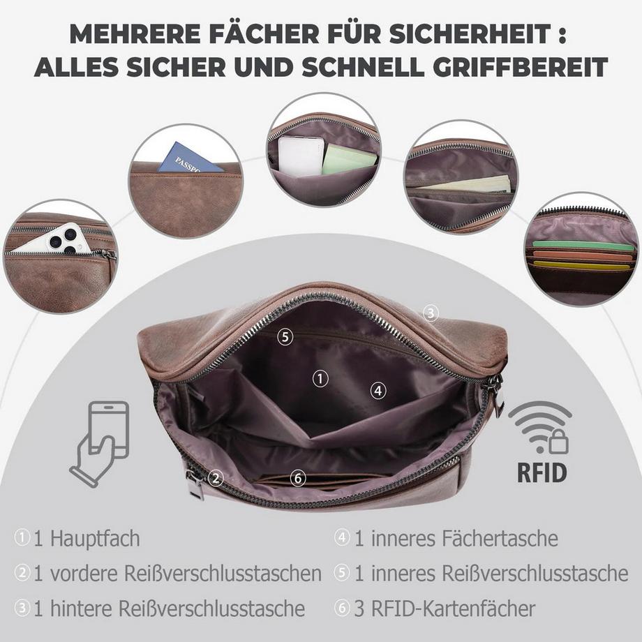 Only-bags.store Ultraleichte Umhängetasche mit mehreren Fächern  