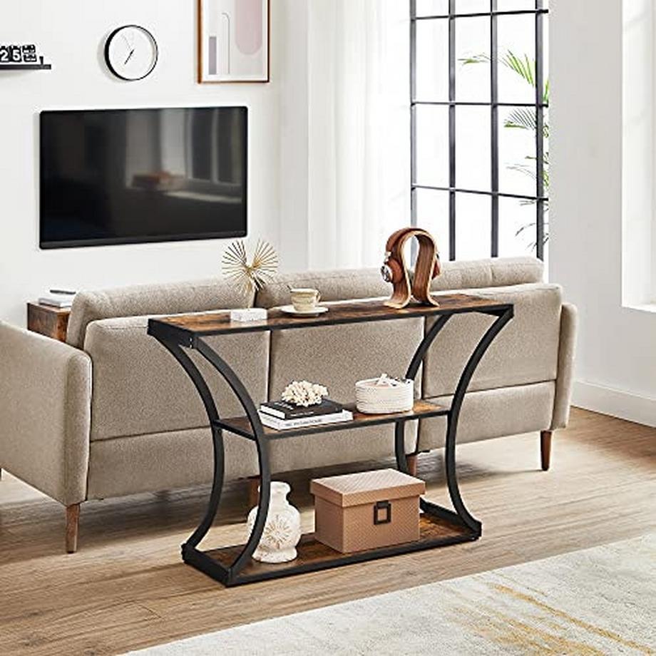 Pricenet  Table console en bois rustique avec cadre en métal noir 