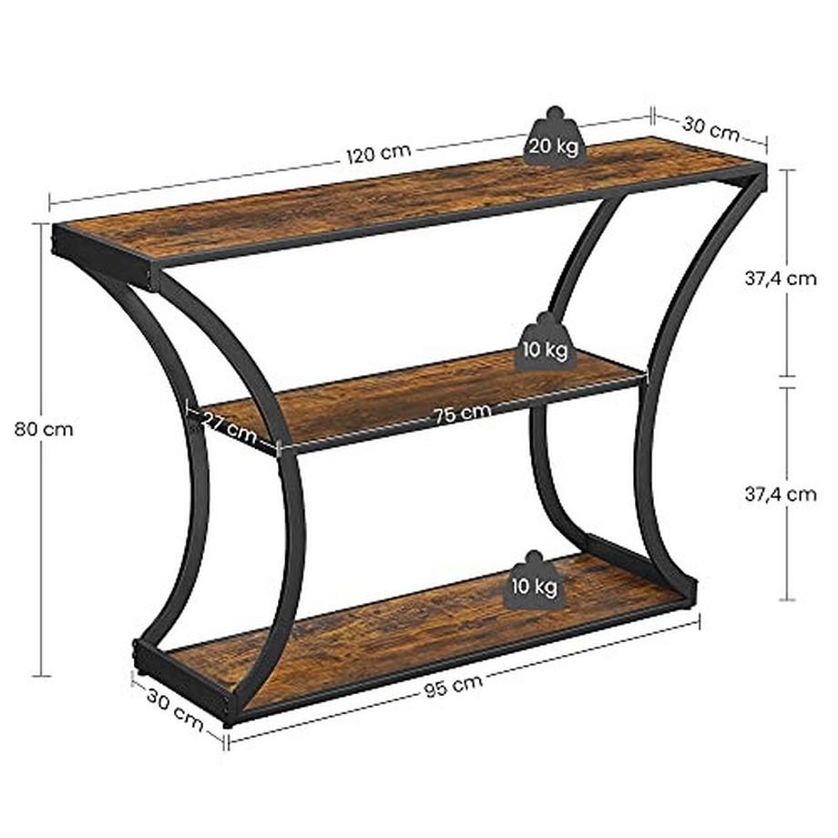 Pricenet  Table console en bois rustique avec cadre en métal noir 