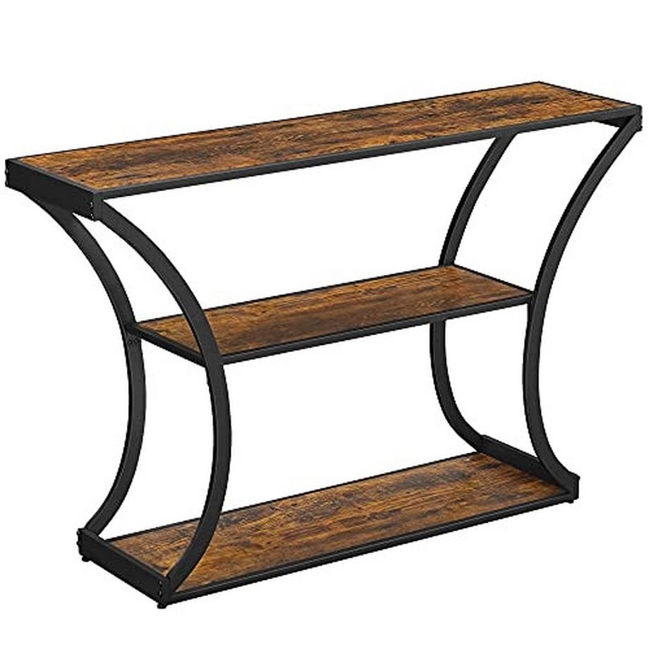 Pricenet  Table console en bois rustique avec cadre en métal noir 