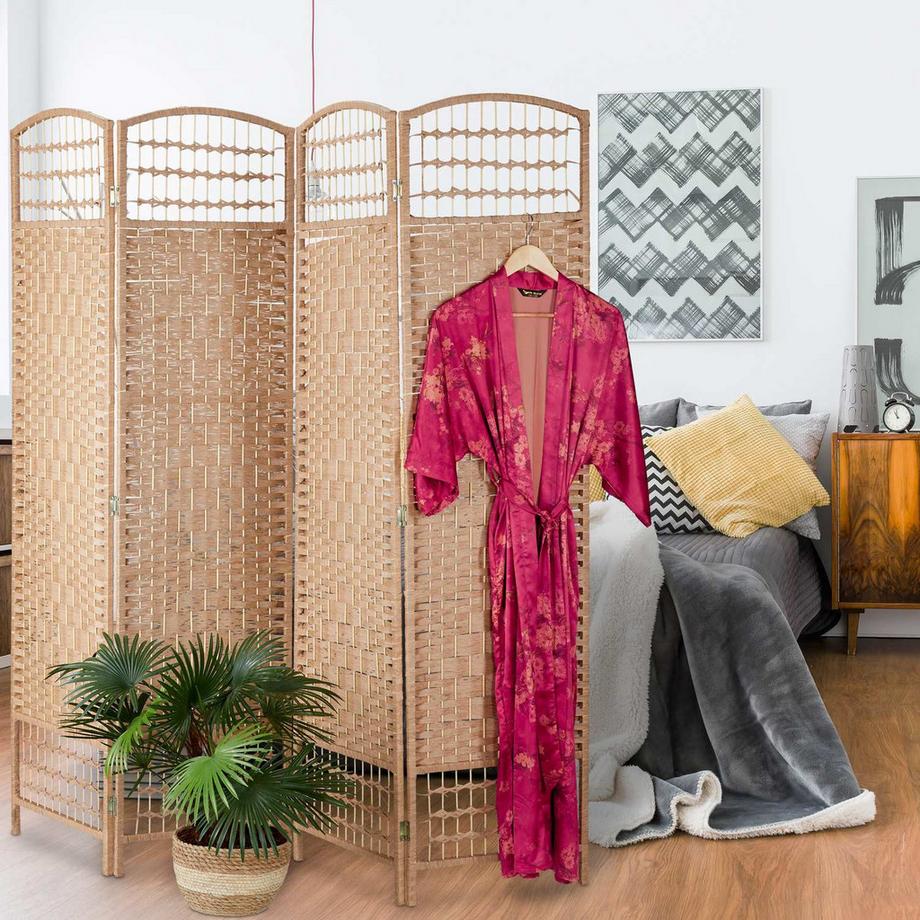 Northix Paravento pieghevole a 4 pannelli in colore naturale  