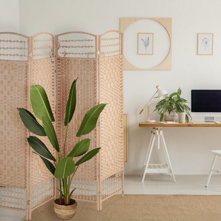 Northix Paravento pieghevole a 4 pannelli in colore naturale  