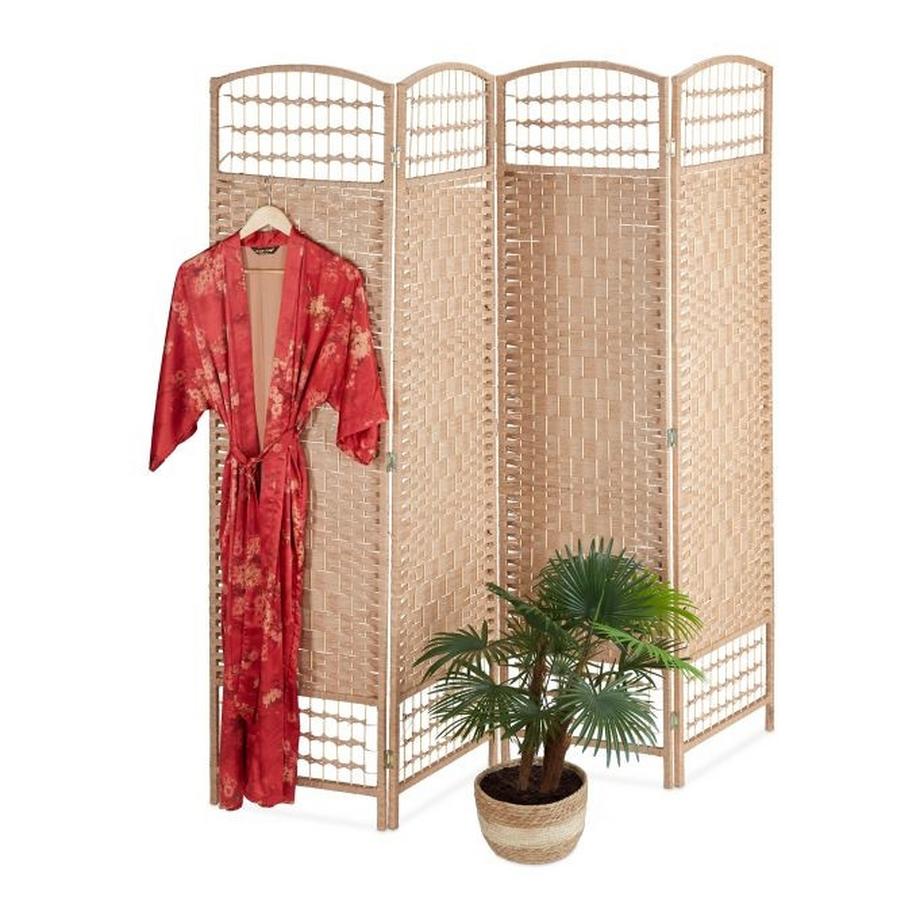 Northix Paravento pieghevole a 4 pannelli in colore naturale  