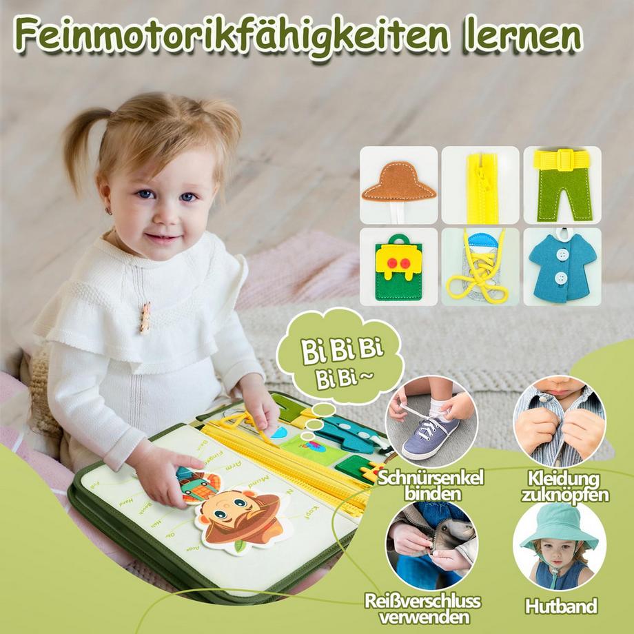 Activity-board  Beschäftigtes Brett 10 in 1 Spielzeug Aktivitätsboard Motorspielzeug & Lernspielzeug 