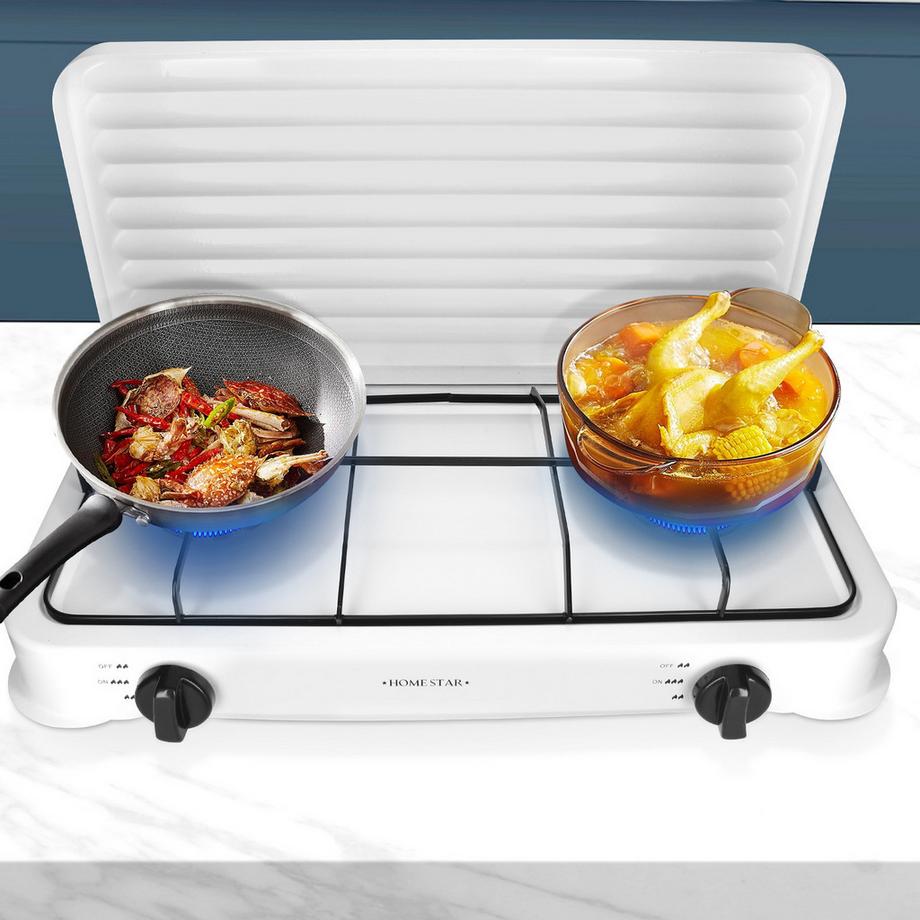 Avizar  2-Flammen-Gaskocher mit Deckel 