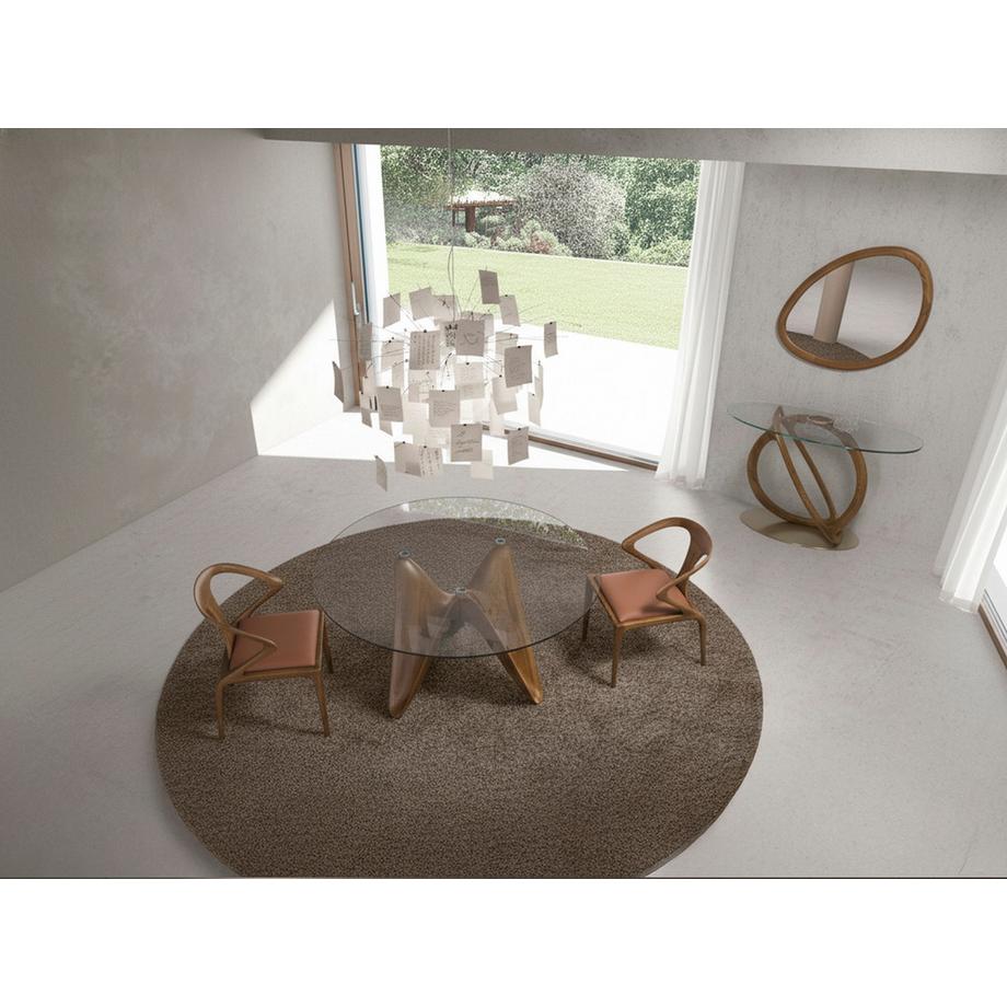 ANGEL CERDA Tavolo da pranzo rotonda vetro temperato e noce  